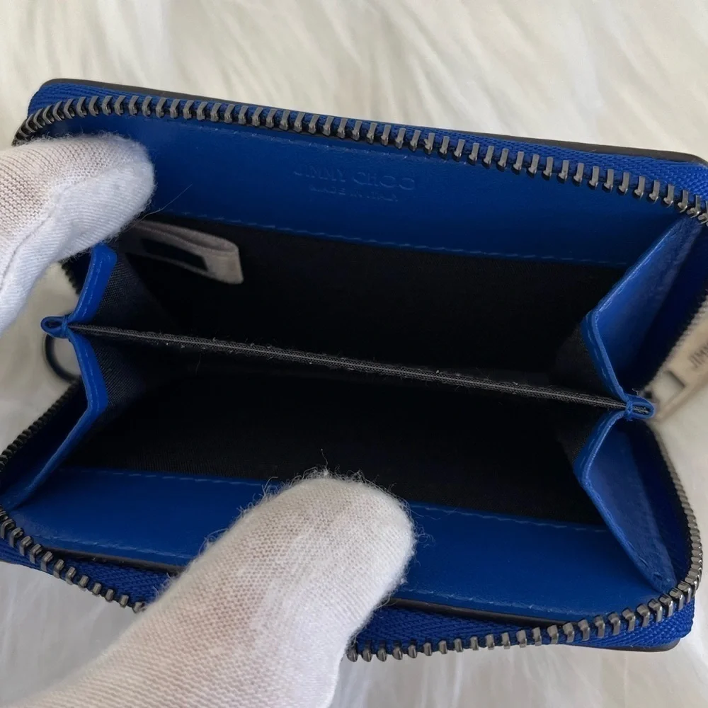 Jimmy Choo Regina Zip-around Card Wallet Dust Bag BNWOT Cobalt